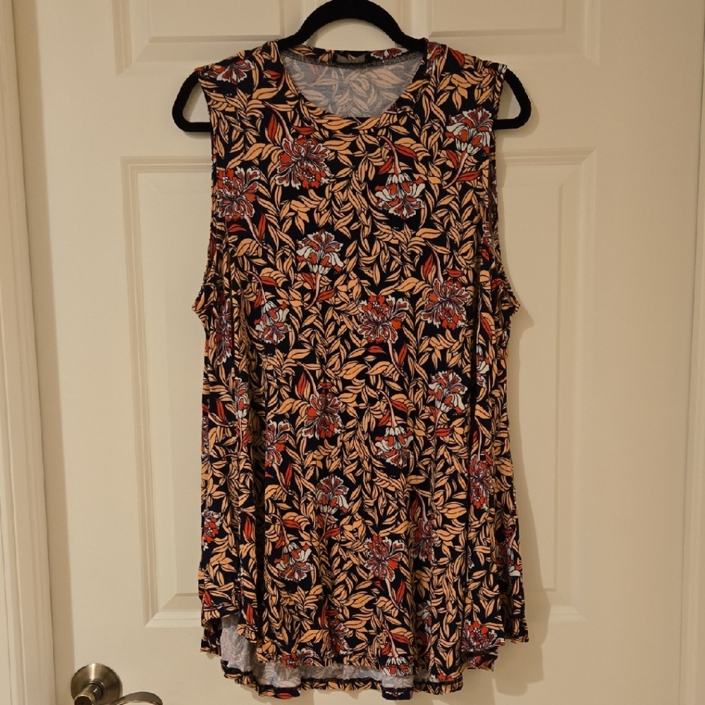 Floral Sleeveless Top - Black and Red